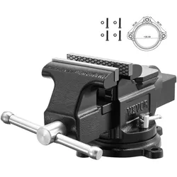 VEVOR Schraubstock Drehbar mit 100 mm Backenbreite aus Sphäroguss, Mehrzweck-Werkbankschraubstock mit Amboss und 360°-Drehfuß mit Arretierung, 57 mm Spanntiefe, 120 mm Backenöffnung