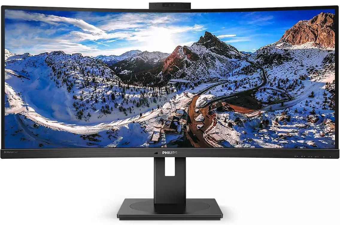 Philips 346P1CRH/00 P-line 34" Curved UltraWide Monitor 3440x1440 WQHD 100Hz USB-C Docking with Pop-up Webcam