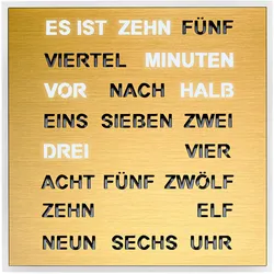 Filius 0400-9 Wort-Tischuhr Quadratische Wortuhr Goldfarben 20 cm