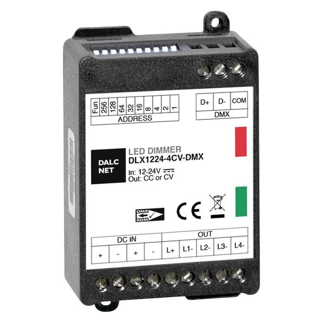 Dalcnet Dimmer 12V-24V 5A CV DMX 4 Ausgänge (DLX1224-4CV-DMX)