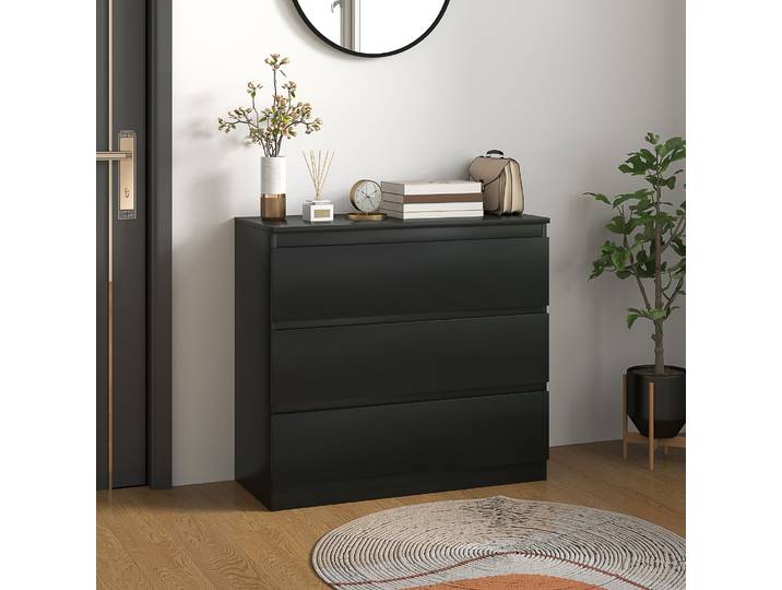 HOMCOM Commode 3 Tiroirs Rangement Chambre 80x39x73 cm
