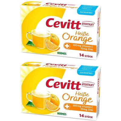 Cevitt immun heiße Orange zuckerfrei Granulat 2x 2x14 St