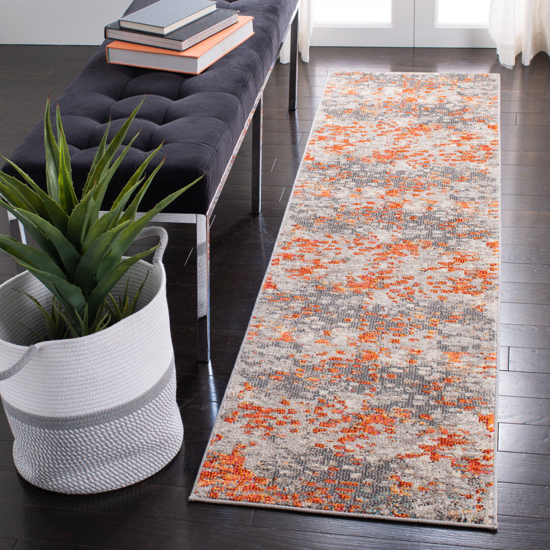 Rio Adelita Abstract Area Rug Gray Runner 66 x 244 cm