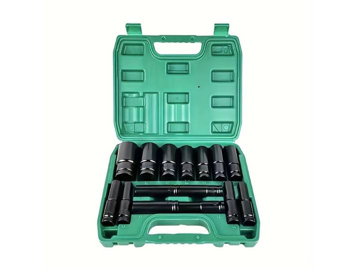 15 douilles hexagonales pour clé à chocs de 1/2 pouce, taille métrique (8-32 mm), jeu de douilles robustes noires pour réparation automobile