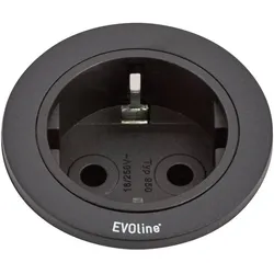 Evoline, Steckdosenleiste, One Einbausteckdose Gehäuse / Zierring schwarz (3 m)