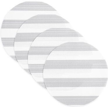 "TOWN & COUNTRY BASICS Cabana Stripe Indoor Outdoor Round Reversible Placemat 4-Pack Set - 15"" Round"