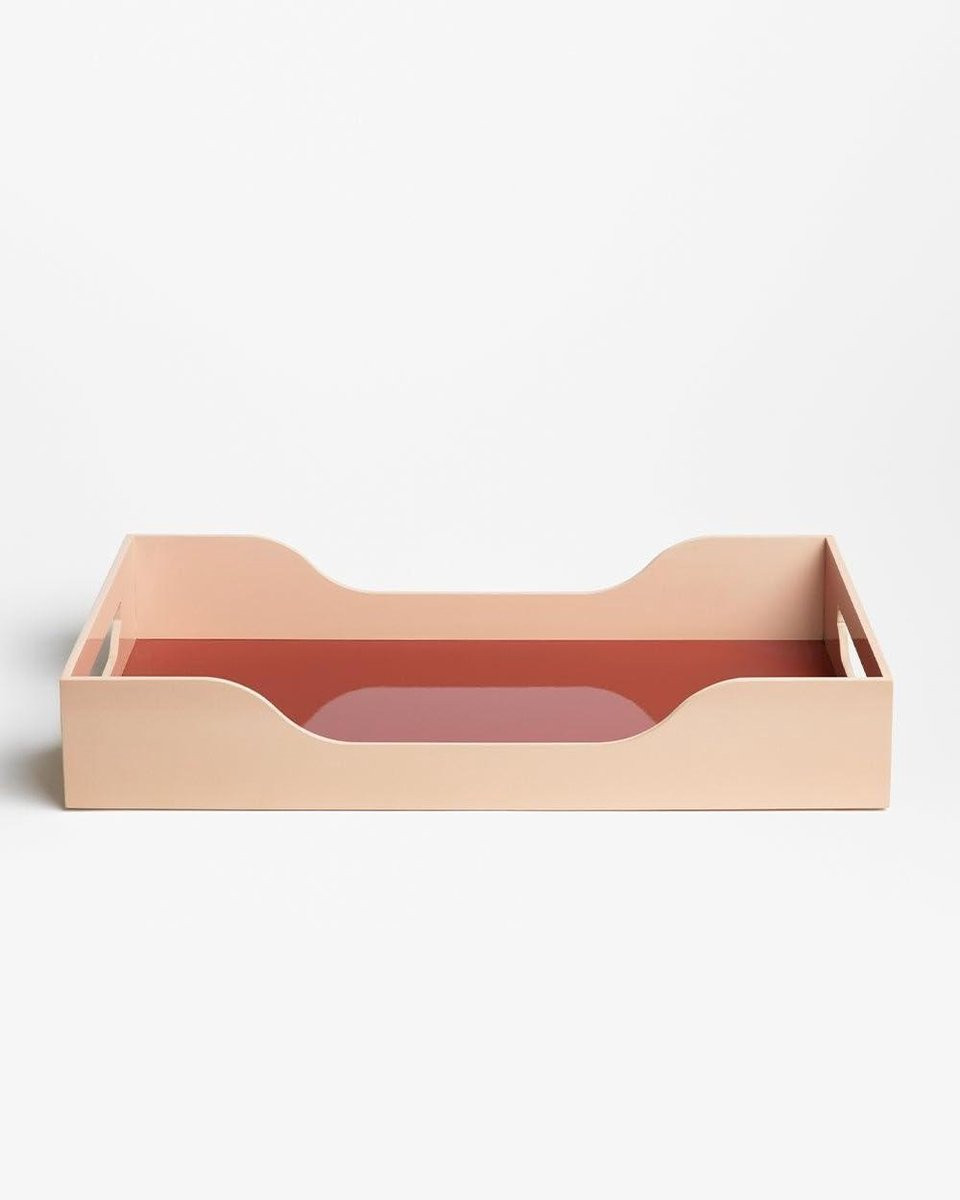 Dienblad Lacquered Tray Serveerschaal Maroon Pink - Maat M