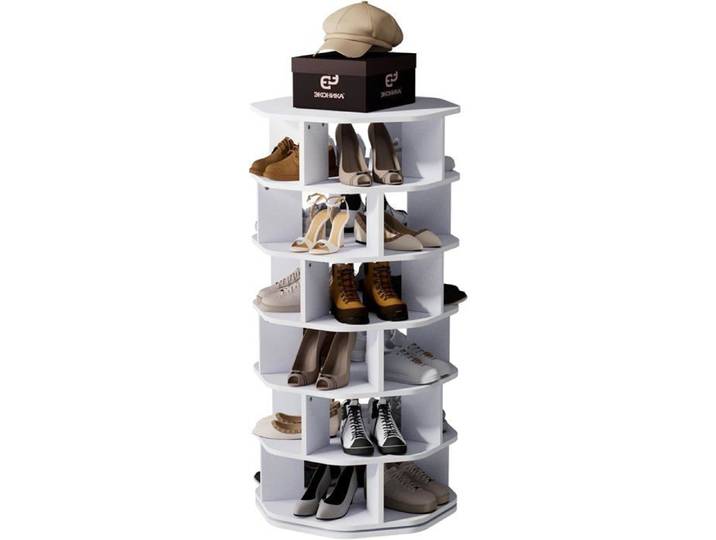 Étagère À Chaussures Rotative À 6 Niveaux En Bois Lazy Susan