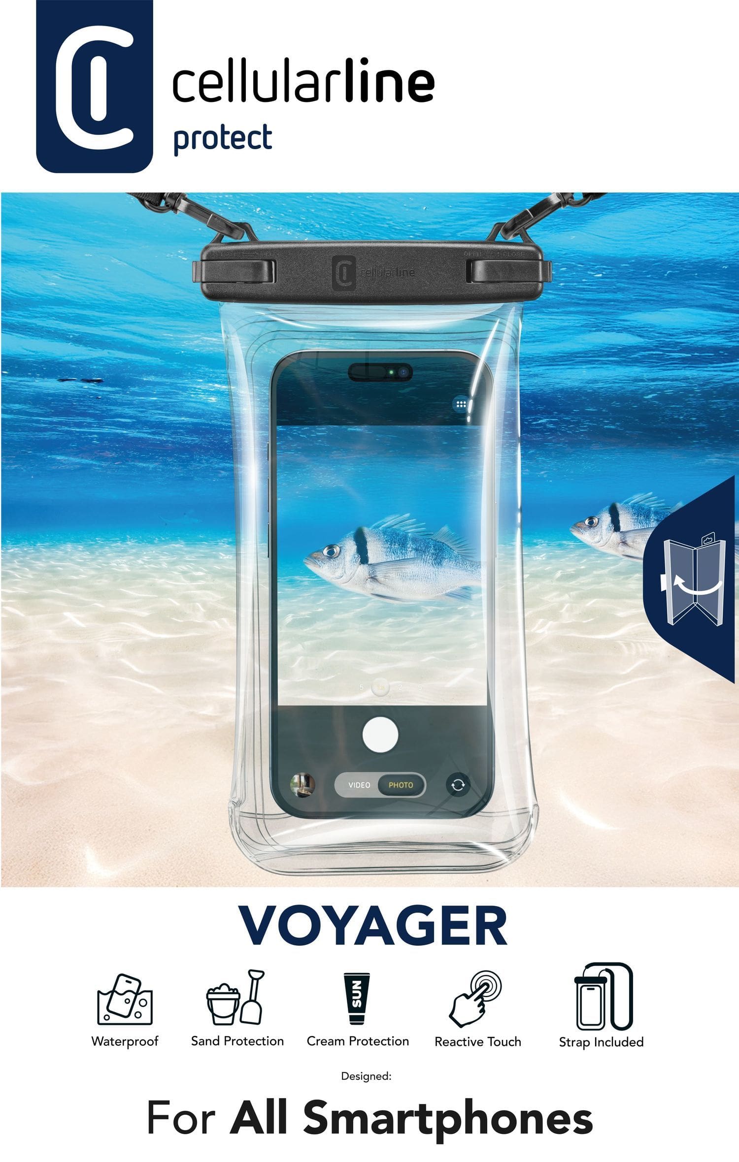 Cellular Line Beuteltasche für Universal Universal Voyager (Schwarz) VOYAGER22K