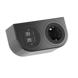 Bachmann, Steckdosenleiste, PIX HOLDER DOUBLE Steckdose für Möbel mit 1x CEE7/3, 1x CM, 1x USB A/C,... (1x, CEE 7/3)