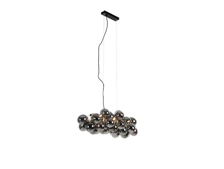 Suspension intelligente noire avec verre fumé 8 lumières Zigbee