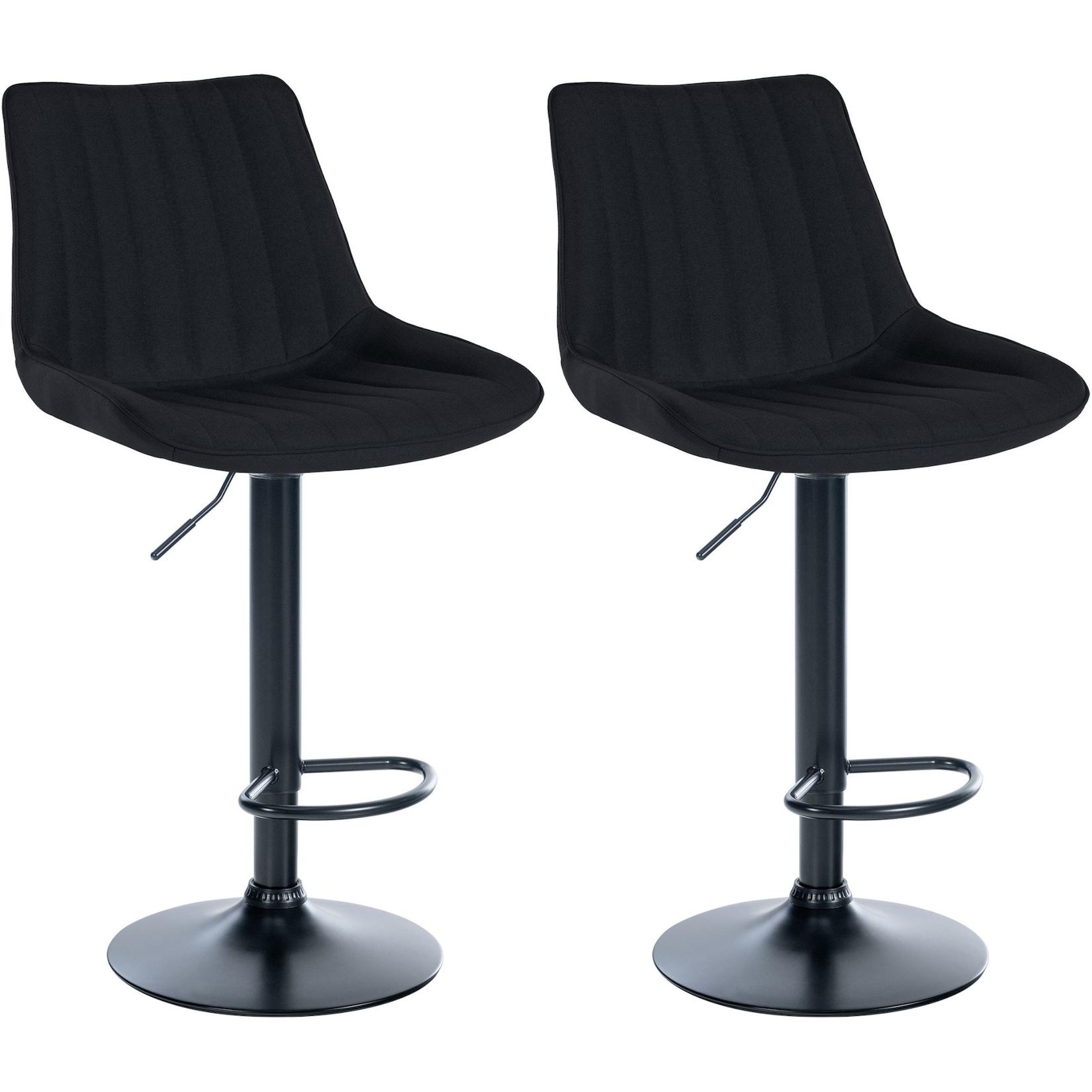 CLP 2er Set Barhocker Toni Stoff schwarz Farbe: schwarz, Material Gestell: Metall matt schwarz