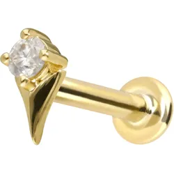 14 Karat Gold Labret mit Innengewinde MOISSANIT + PFEILSPITZE