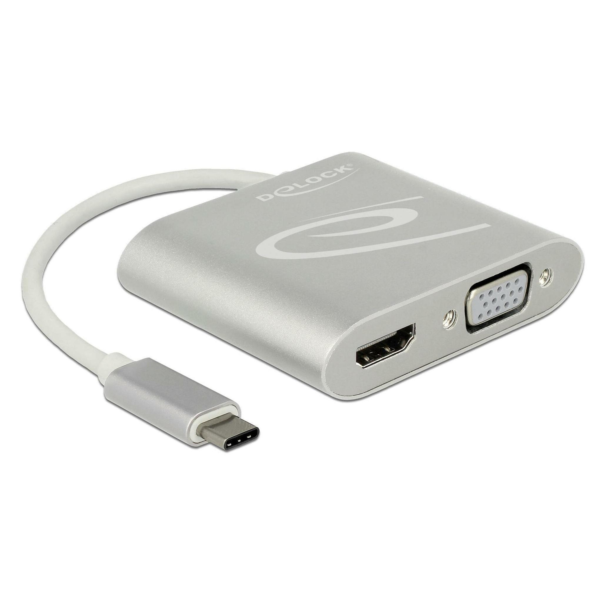 Delock Monitor Splitter USB Typ-C zu DP/HDMI/VGA (HDMI, VGA) (87705)