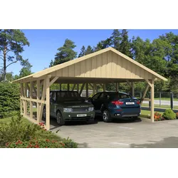 Skan Holz Schwarzwald Doppel 684x772cm Dachsch.unbehandelt inkl.gr.Abstellraum Holzcarport
