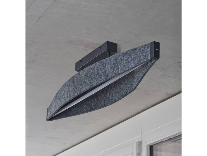 OSRAM LED-Deckenlampe Decor Flat Felt, grau, Filz, 3.000 K Felt, alu / grau / zink, für Wohn- / Esszimmer, Aluminium, Modern