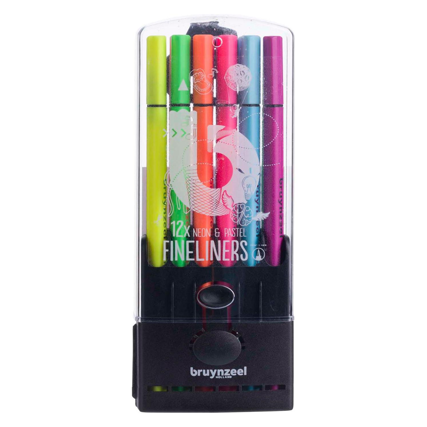 Bruynzeel Fineliner Set Neon & Pastell, 12 Farben (12x) (57456653)