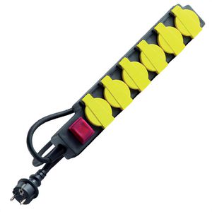 HEDI Steckdosenleiste SLS630SF, mit 3m Kabel, 6-fach in schwarz / gelb mit Schalter
