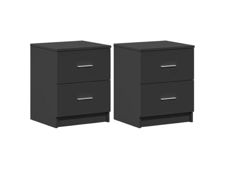 KGFHERENB 2er Set Nachttische mit 2 Schubladen Schwarz 40x36x50 cm Kompakte Beistelltische fürs Schlafzimmer bieten ordentlichen Stauraum und stabile Ablage direkt am Bett.