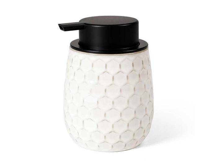Seifenspender Keramik Beige 400ml, 9x13x9 cm, Badaccessoires, Seifenspender