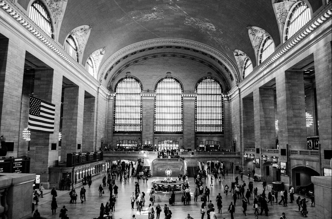 Fototapete PAPERMOON "Hauptbahnhof New York", bunt, B:4,5m L:2,8m, Vlies, Tapeten, Fototapete bunt B/L: 4,5m x 2,8m, Bahnen: 9 Stk.