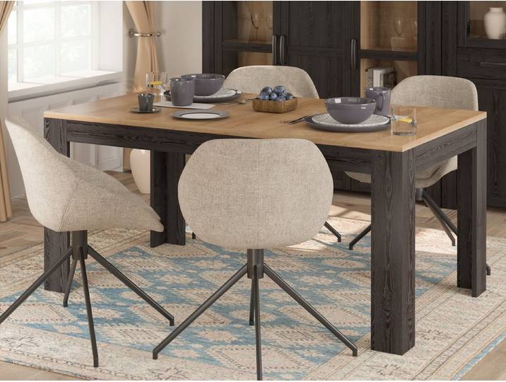 PREISBRECHER Esstisch BOHOL, ausziehbar in Riviera Eiche / Cabezone - 160x78,2x90,2cm (BxHxT)