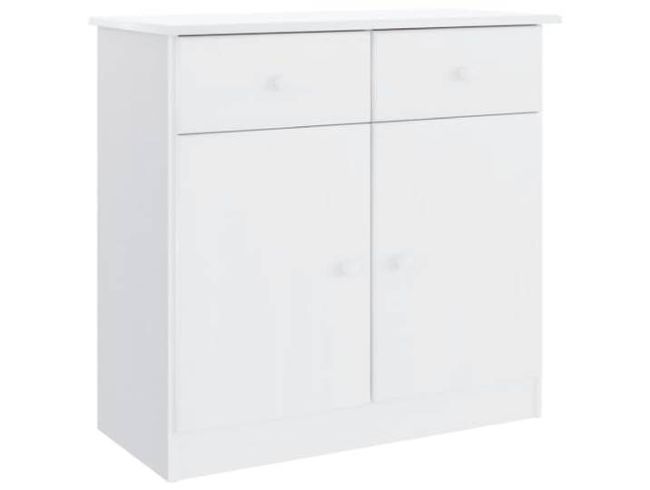 KGFHERENB Sideboard ALTA Weiß 77x35x73 cm Kiefern-Massivholz Kompakter Beistellschrank aus echtem Kiefernholz mit Schubladen und Türen für Wohnzimmer, Flur oder Schlafzimmer.
