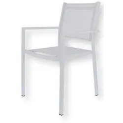 Stuhl Aria aus Aluminium und Textilene, Outdoor-Stapelsessel, modern, Weiß
