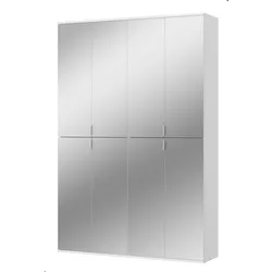 SCHUHSCHRANK weiß 122 x 193 cm, Garderobe 8 Türen mit Spiegel, Garderobenmöbel