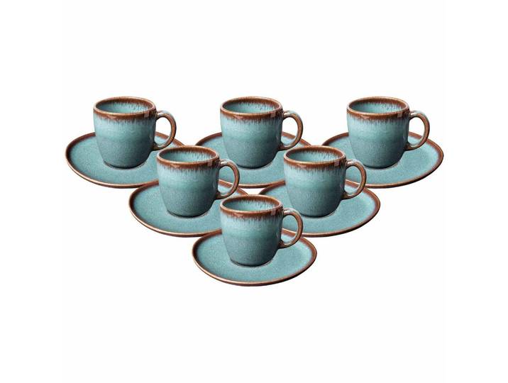 KAFFEETASSEN MIT UNTERTASSEN Lave Glacé 190 ml 6er Set