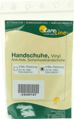 Careliv Produkte OHG HANDSCHUHE Vinyl Anti Aids 4 St 02549747