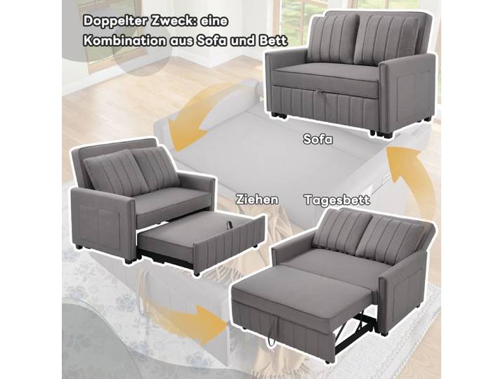 Canapé-lit convertible - Multifonctionnel - 180x127 cm - Gris Antique - Dossier réglable