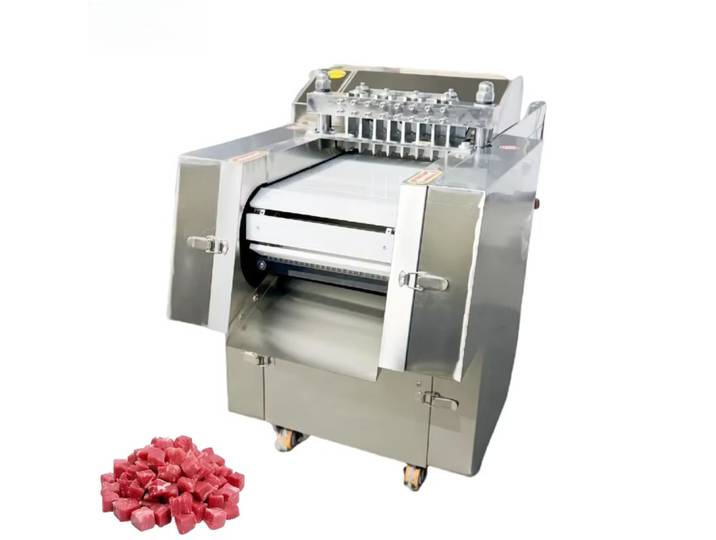 Trancheuse de viande congelée semi-automatique/trancheuse de poulet avec moteur, utilisée pour couper le poulet.