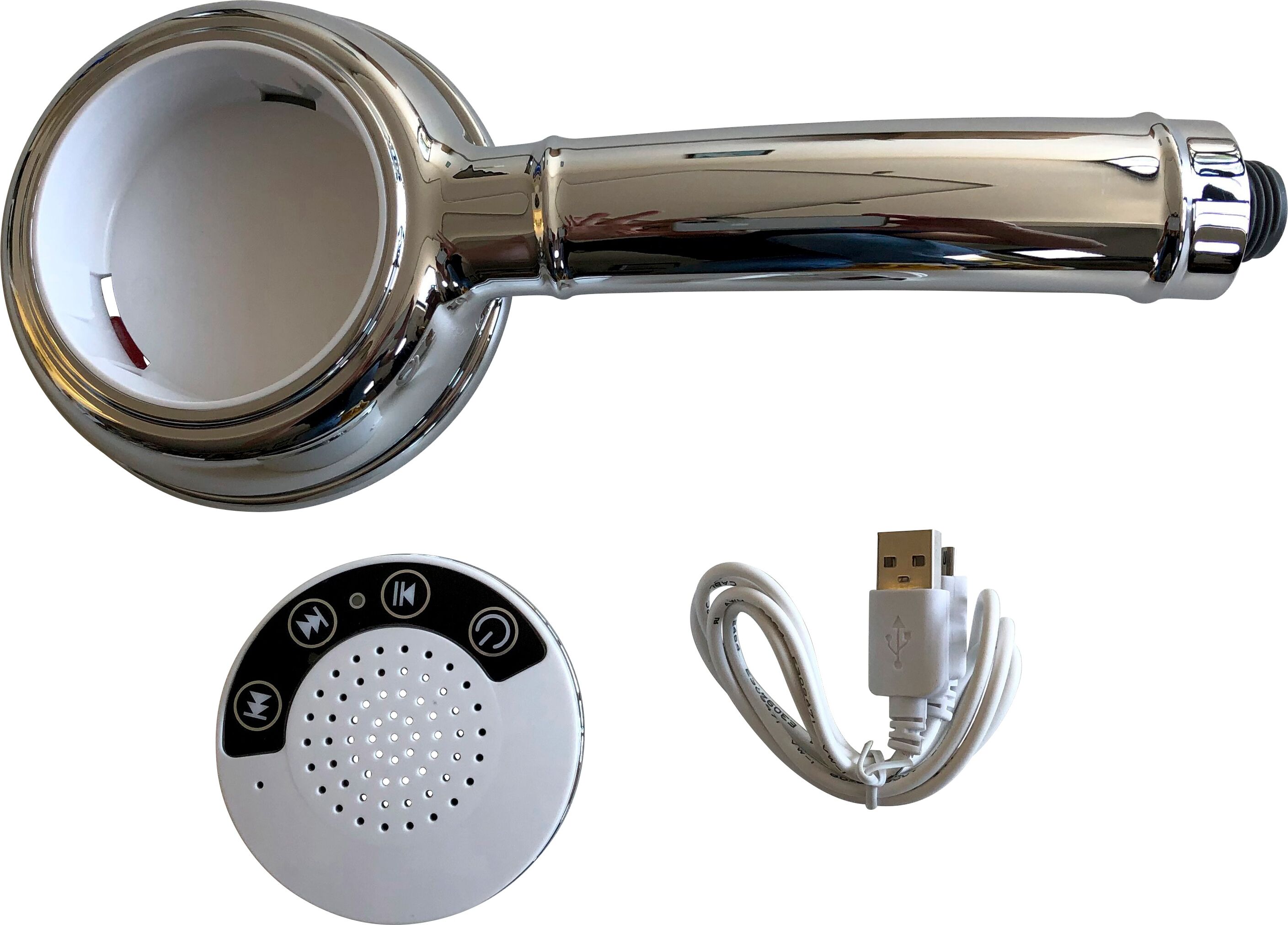 Handbrause ADOB "Bluetooth", grau (chromfarben), B:10cm H:25cm, Duschköpfe, Handbrause, mit Lautsprecher für Musik oder Telefon chromfarben Einheitsgröße