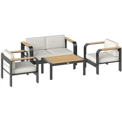GARTENMÖBEL-SET 4er Set Aluminium WPC Beige