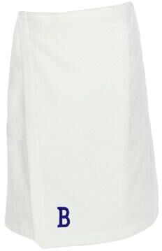 Authentic Hotel and Spa Turkish Cotton Terry Monogrammed White Men's Spa and Shower Towel Wrap