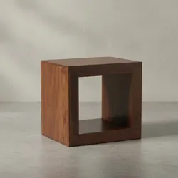 KADIMA DESIGN Sheesham Holz Standregal/Beistelltisch: Geradlinig, Handgefertigt, 44x44x33 cm.