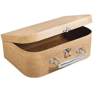 Rayher Geschenkbox 67206000, braun, 24 x 16 x 8 cm, Pappmaché, Koffer