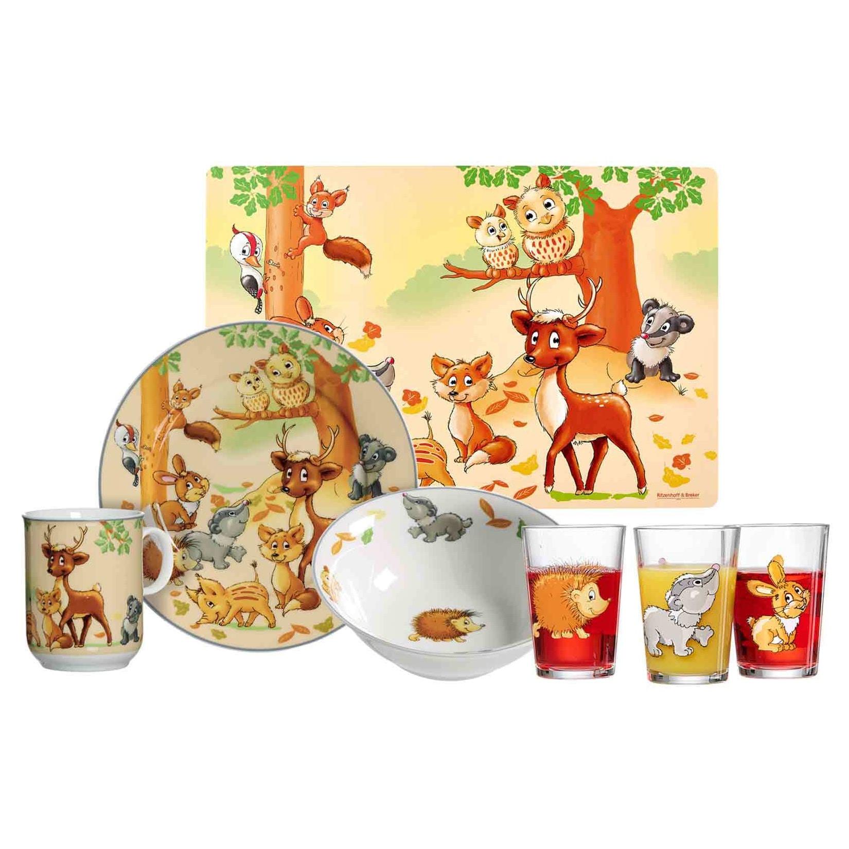 Ritzenhoff & Breker Geschirr-Set mit Kinderbecher Waldtiere 7-tlg.