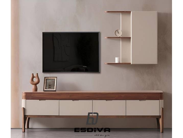 JVmoebel Lowboard Braun-beiges TV-Möbel aus Holz mit edlem Design