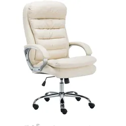 DELUKE® Bürostuhl SOUK - 116x68x77, Creme | Kunstleder | Metall in Chromoptik Gestell | ergonomische Bürostühle Homeoffice Stuhl mit Rollen