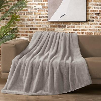 "Lucky Brand Solid Synthetic Fur Rabbit 50"" x 70"" Throw Blanket"