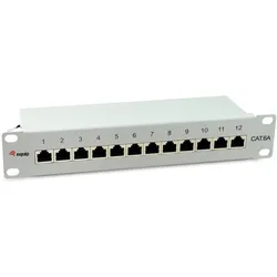 equip Patchpanel 12x RJ45 Cat6A 10" FTP 1HE Premium hellgrau, Server Zubehör, Grau