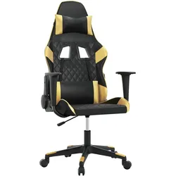 vidaXL Gaming-Stuhl mit Massagefunktion Schwarz & Golden Kunstleder