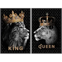 La Casa »King and Queen« Glasbilder 40x60 cm 2er-Set
