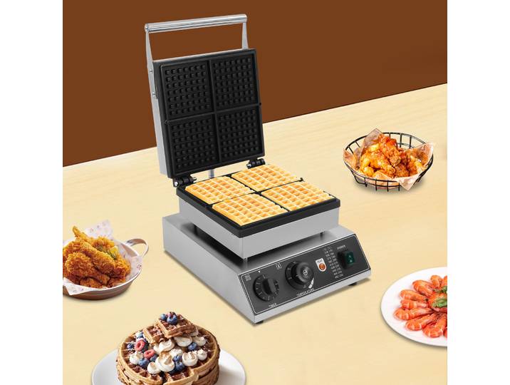 Gaufrier électrique 1750W, machine à gaufres 4 grilles, pour la préparation de gaufres à la maison et en milieu commercial 50-300 ℃