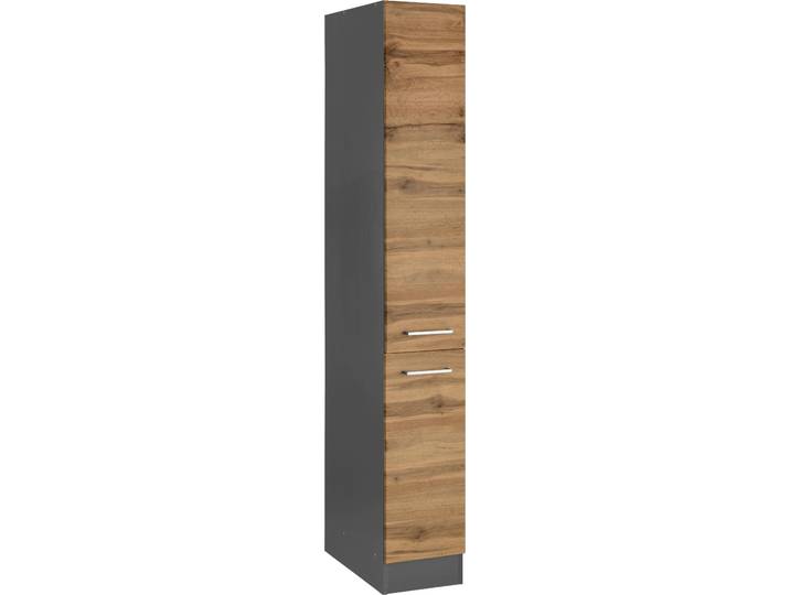 Apothekerschrank KOCHSTATION KS-Kehl , grau (wotaneiche, grafit), B:30cm H:200cm T:60cm, MDF, Schränke, Apothekerschrank, Breite 30 cm