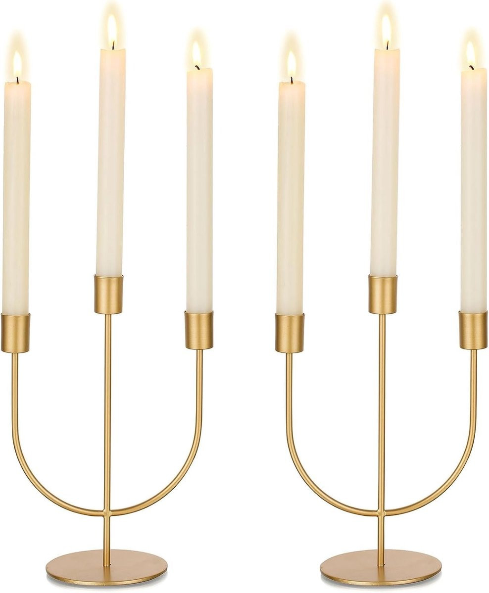 Elegante Gouden Kandelaar voor Bruiloft Tafelcentrum - Minimalistische Taper Kandelaar voor Feestelijke Decoratie