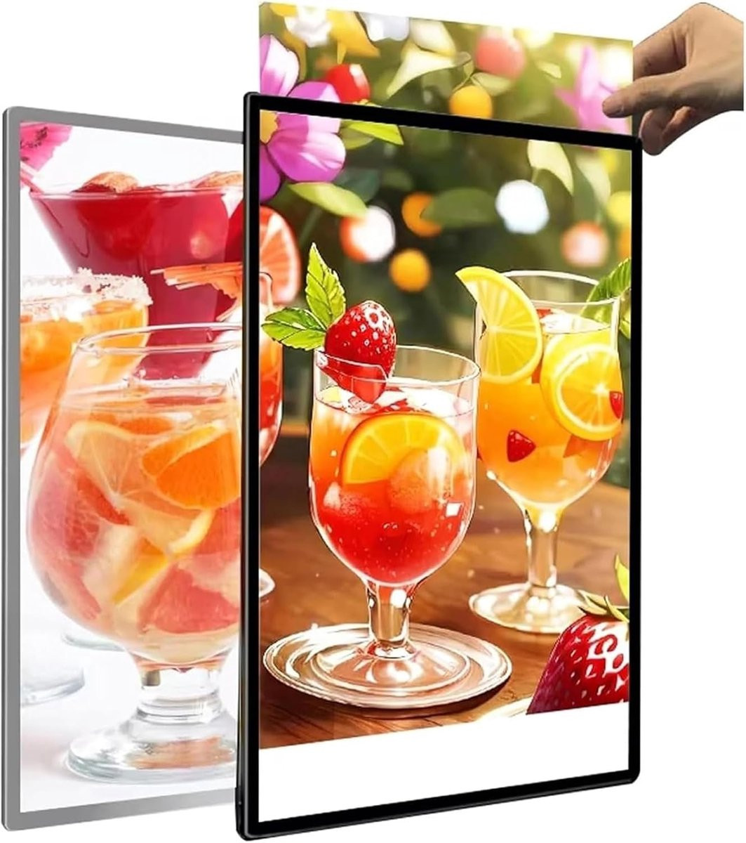Merkloze LED Reclame Lichtbak Display Frame A3 Formaat Zwart