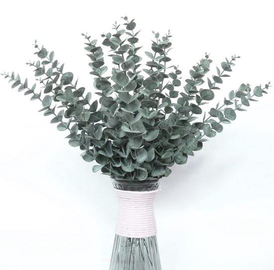 Unyqoos Set van 36 UV-bestendige en waterdichte kunststof eucalyptus takken voor decoratie en bloemarrangementen